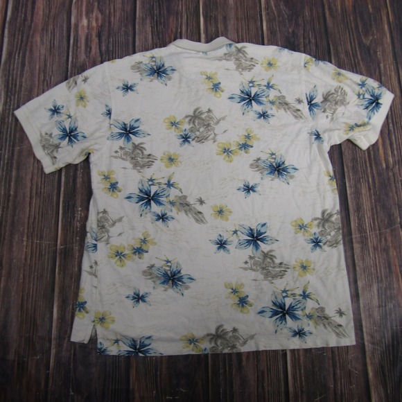 Arrow Polo Shirt Mens XL White Floral Hawaiian Print Short Sleeve Golf Tropical - Picture 3 of 5